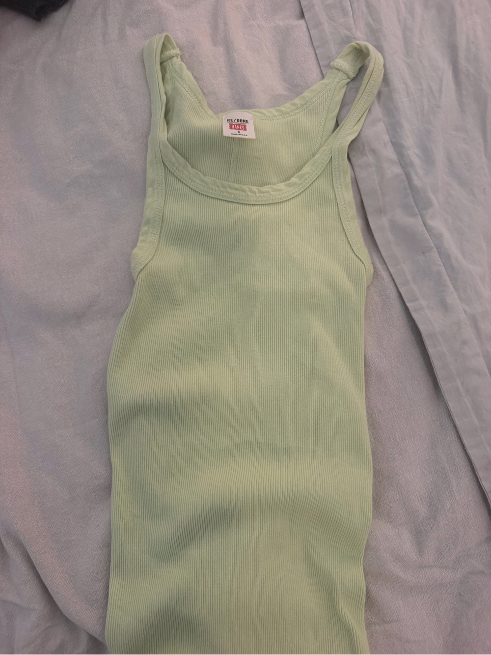 RE/DONE Ribbed Tank Top in Pistachio
